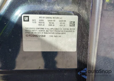 2016 Chevrolet Cruze Limited Ls Auto из США, поврежденный, VIN 1G1PC5SH8G7213648